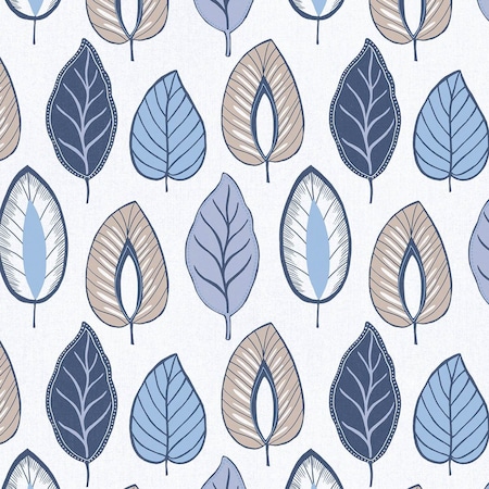 Manhattan Comfort Nantes, Vinyl Chic Leaf Wallpaper, 205 In X 33 Ft = 56 Sq Ft Nantes